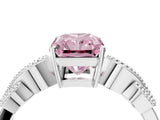 White gold Fancy Pink Princess Cut Solitaire Milgrain Leaf Band with Prong Setting_16