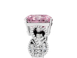 White gold Fancy Pink Princess Cut Solitaire Milgrain Leaf Band with Prong Setting_17