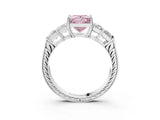 White gold Fancy Pink Princess Cut Solitaire Princess Side Stone Engraved Band Prong Setting Ring_15