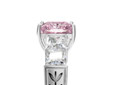 White gold Fancy Pink Princess Cut Solitaire Princess Side Stone Engraved Band Prong Setting Ring_17