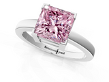 White gold Fancy Pink Princess  Cut Solitaire Ring with Four-Prong Setting and Classic Band_1