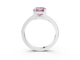 White gold Fancy Pink Princess  Cut Solitaire Ring with Four-Prong Setting and Classic Band_3