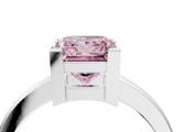 White gold Fancy Pink Princess  Cut Solitaire Ring with Four-Prong Setting and Classic Band_4