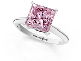 White gold Fancy Pink Princess  Cut Solitaire Ring with Four-Prong Setting on a Classic Band_1