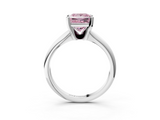 White gold Fancy Pink Princess  Cut Solitaire Ring with Four-Prong Setting on a Classic Band_3
