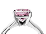 White gold Fancy Pink Princess  Cut Solitaire Ring with Four-Prong Setting on a Classic Band_4