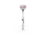 White gold Fancy Pink Princess  Cut Solitaire Ring with Thin Band and Four-Prong Setting_2