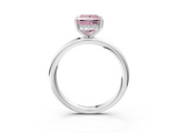 White gold Fancy Pink Princess  Cut Solitaire Ring with Thin Band and Four-Prong Setting_3