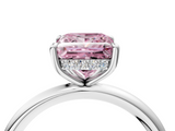 White gold Fancy Pink Princess  Cut Solitaire Ring with Thin Band and Four-Prong Setting_4