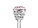 White gold Fancy Pink Princess Cut Solitaire Split Shank Pave Diamond Engagement Ring with Four-Prong Setting_77
