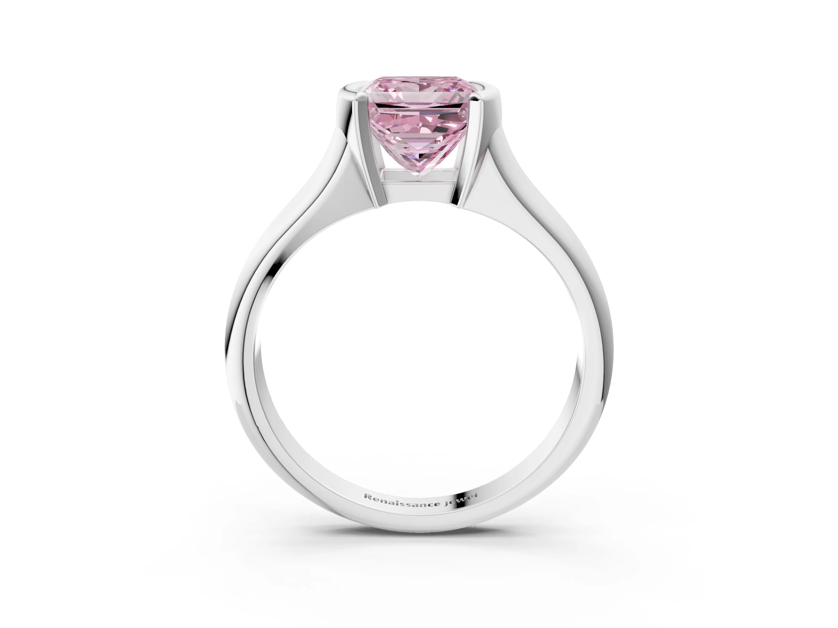 White gold Fancy Pink Princess Cut Solitaire Tension Set Diamond Ring with Split Shank Band_3
