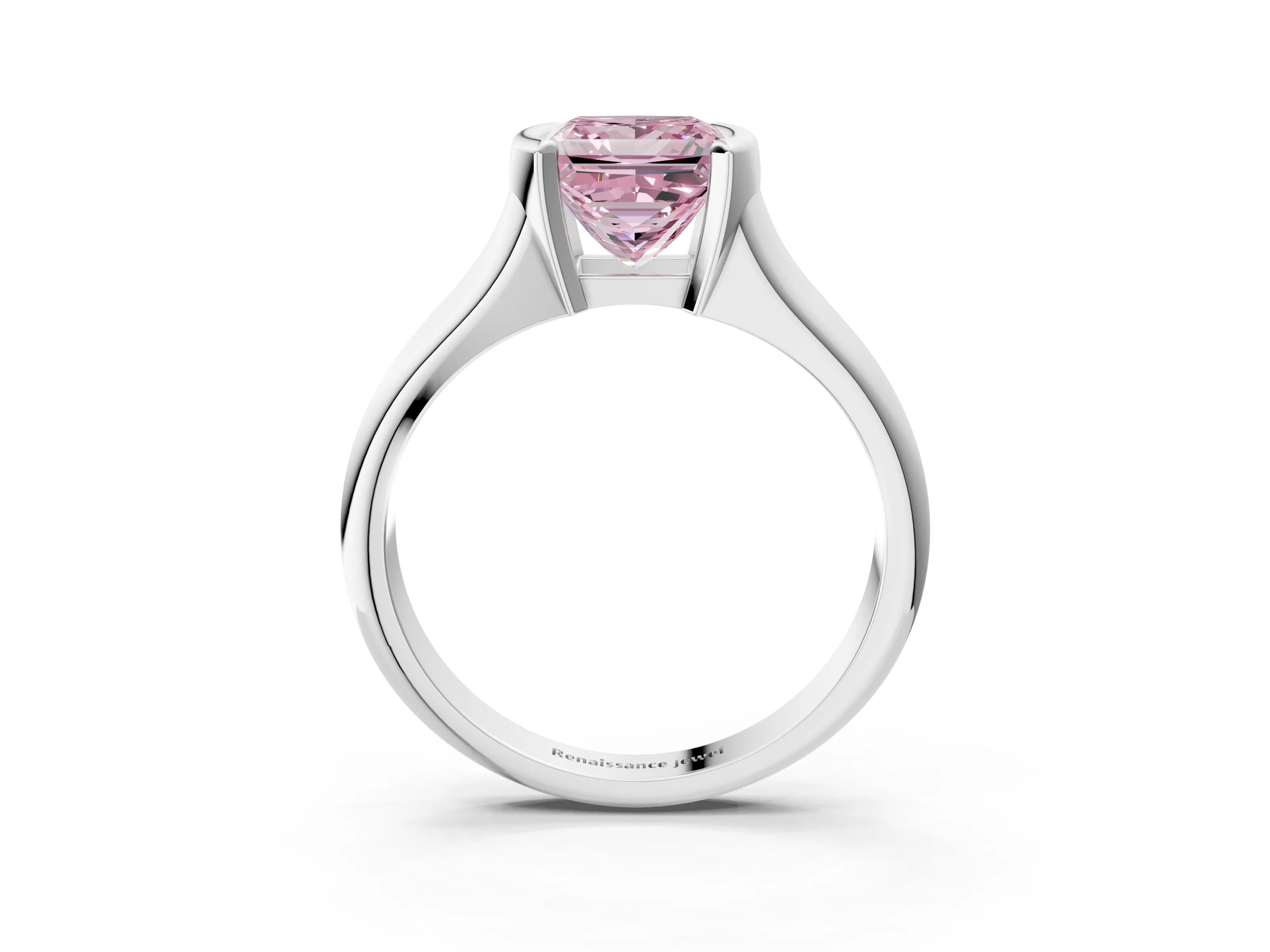 White gold Fancy Pink Princess Cut Solitaire Tension Set Diamond Ring with Split Shank Band_38