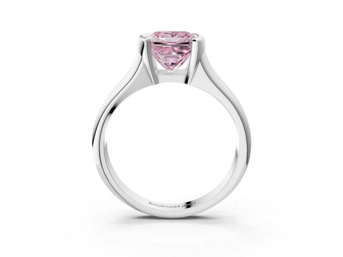 White gold Fancy Pink Princess Cut Solitaire Tension Set Diamond Ring with Split Shank Band_38
