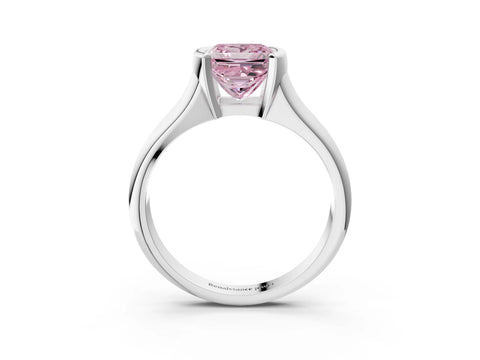 White gold Fancy Pink Princess Cut Solitaire Tension Set Diamond Ring with Split Shank Band_3