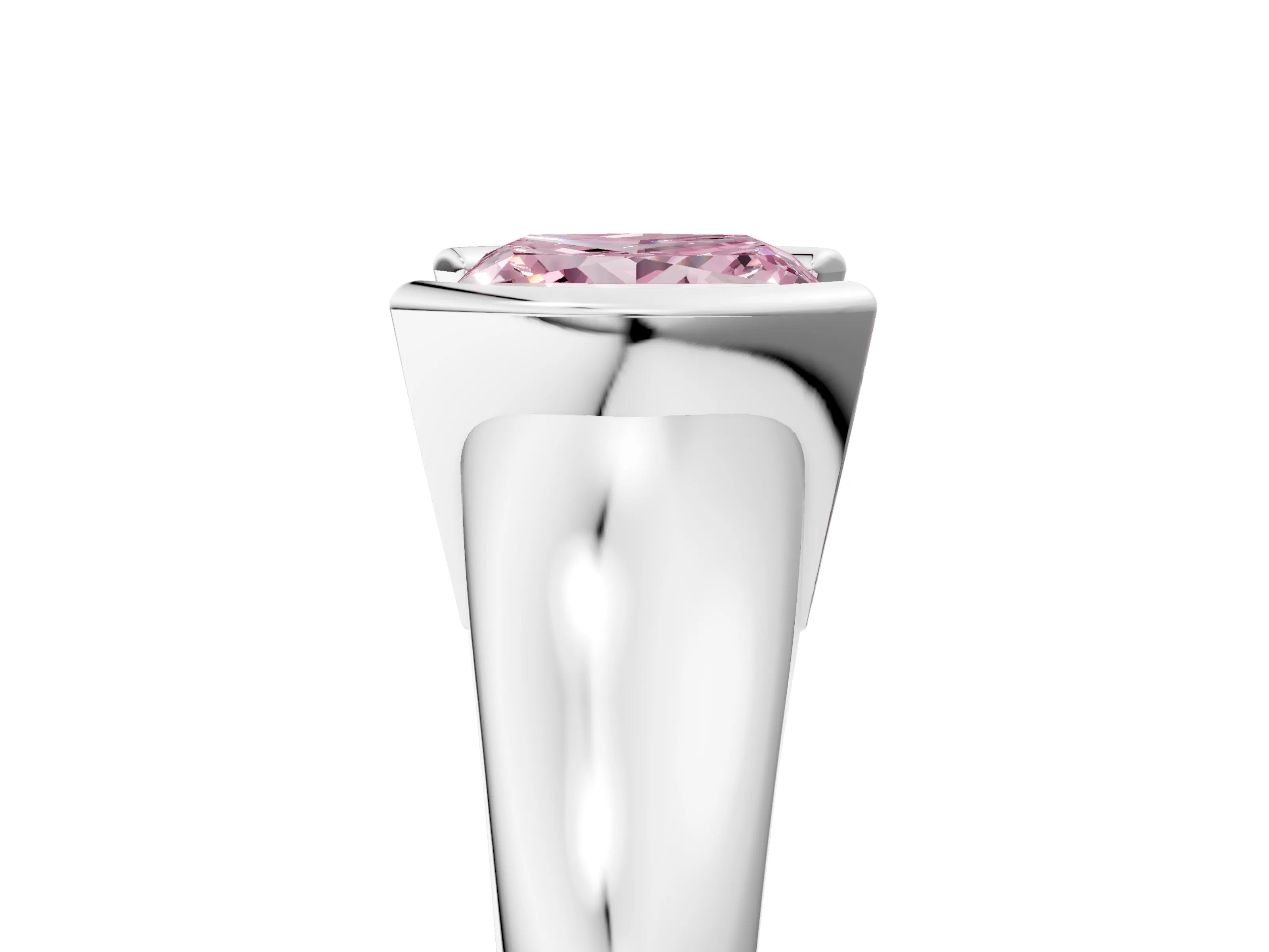 White gold Fancy Pink Princess Cut Solitaire Tension Set Diamond Ring with Split Shank Band_40