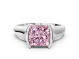 White gold Fancy Pink Princess Cut Solitaire Tension Set Diamond Ring with Split Shank Band_47
