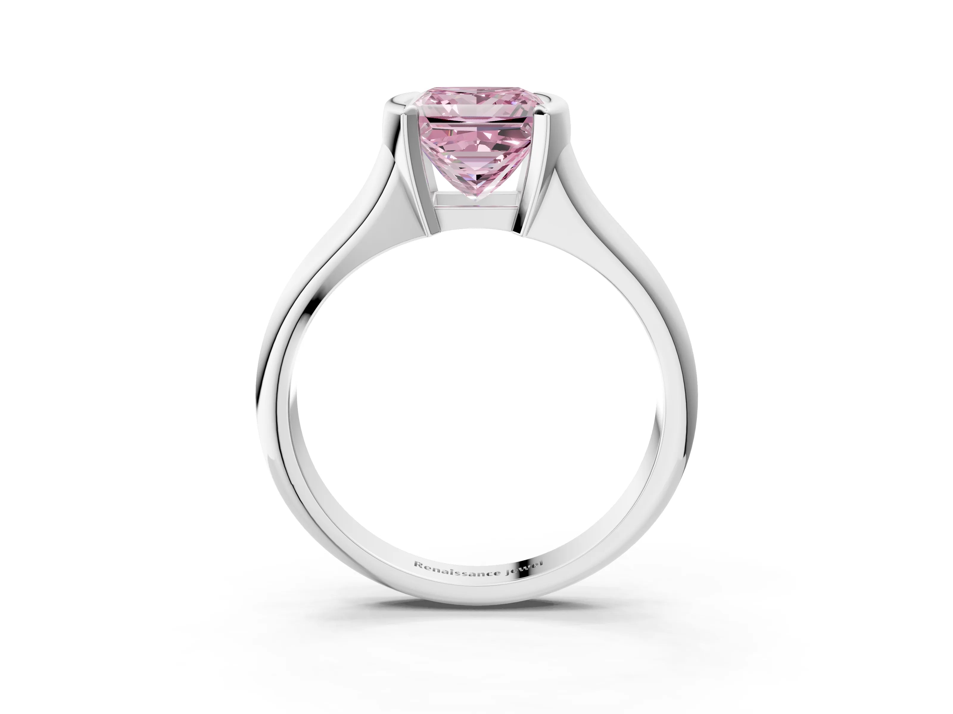 White gold Fancy Pink Princess Cut Solitaire Tension Set Diamond Ring with Split Shank Band_50