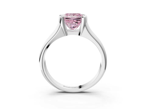 White gold Fancy Pink Princess Cut Solitaire Tension Set Diamond Ring with Split Shank Band_50