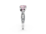 White gold Fancy Pink Princess Cut Solitaire Twist Pave Diamond Engagement Ring with Prong Setting_14