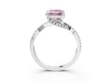 White gold Fancy Pink Princess Cut Solitaire Twist Pave Diamond Engagement Ring with Prong Setting_15