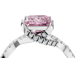 White gold Fancy Pink Princess Cut Solitaire Twist Pave Diamond Engagement Ring with Prong Setting_16