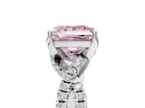 White gold Fancy Pink Princess Cut Solitaire Twist Pave Diamond Engagement Ring with Prong Setting_17
