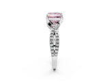 White gold Fancy Pink Princess Cut Solitaire Twist Pave Diamond Engagement Ring with Prong Setting_26