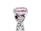 White gold Fancy Pink Princess Cut Solitaire Twist Pave Diamond Engagement Ring with Prong Setting_29