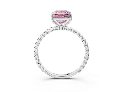 White gold Fancy Pink Princess Cut Solitaire Twisted Band 4-Prong Ring_27
