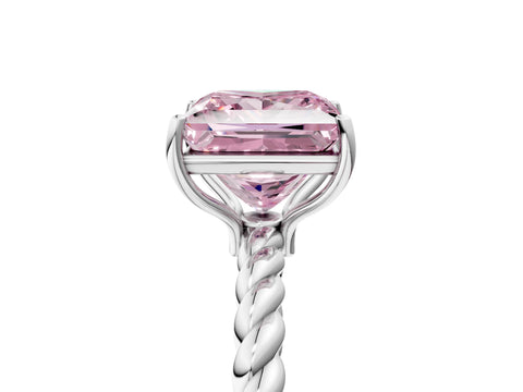 White gold Fancy Pink Princess Cut Solitaire Twisted Band 4-Prong Ring_29