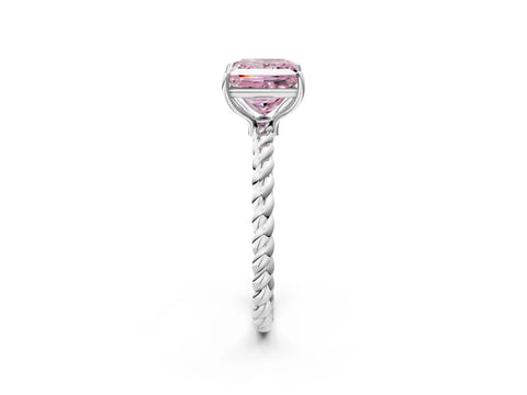 White gold Fancy Pink Princess Cut Solitaire Twisted Band 4-Prong Ring_34