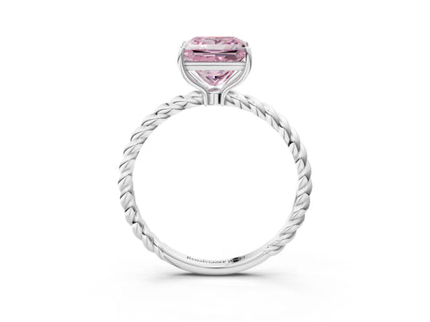 White gold Fancy Pink Princess Cut Solitaire Twisted Band 4-Prong Ring_35