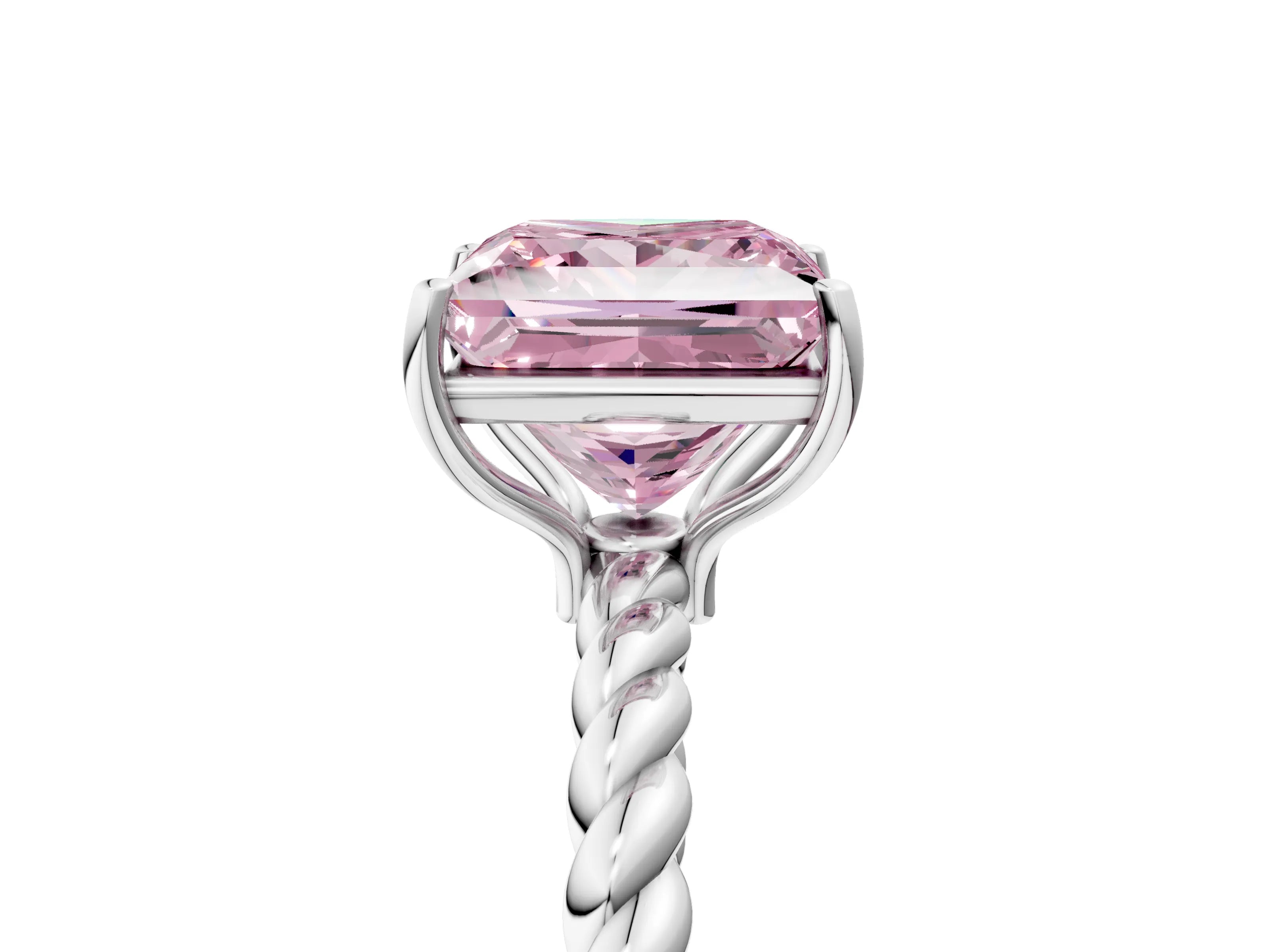 White gold Fancy Pink Princess Cut Solitaire Twisted Band 4-Prong Ring_37