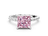 White gold Fancy Pink Princess  Cut Solitaire Twisted Band with Four-Prong Setting_29