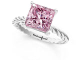 White gold Fancy Pink Princess  Cut Solitaire Twisted Band with Four-Prong Setting_30