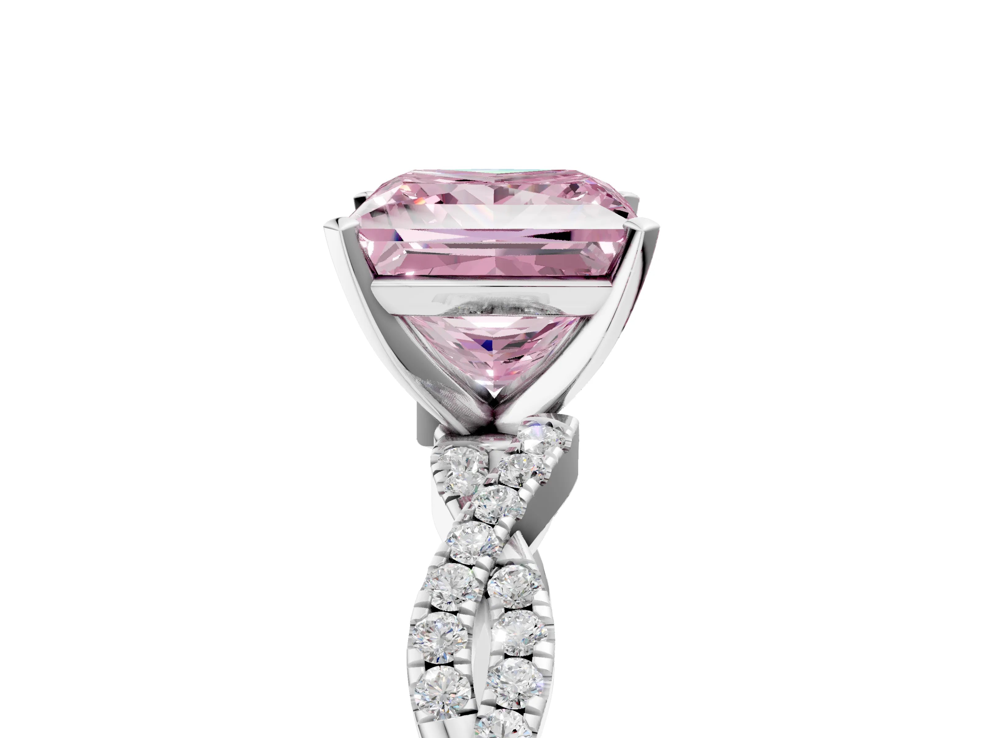 White gold Fancy Pink Princess Cut Solitaire Twisted Pave Band with Four-Prong Setting_20