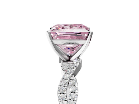 White gold Fancy Pink Princess Cut Solitaire Twisted Pave Band with Four-Prong Setting_20