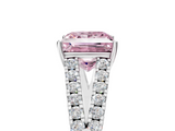 White gold Fancy Pink Princess  Cut Split Shank Pave Diamond Engagement Ring with Four-Prong Setting_5