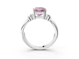 White gold Fancy Pink Princess  Cut Three-Stone Channel Set Ring with Bar Prongs_3