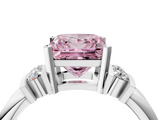 White gold Fancy Pink Princess  Cut Three-Stone Channel Set Ring with Bar Prongs_4
