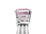 White gold Fancy Pink Princess  Cut Three-Stone Channel Set Ring with Bar Prongs_5