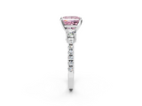 White gold Fancy Pink Princess  Cut Three-Stone Diamond Pavé Band with Prong Setting_2