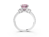 White gold Fancy Pink Princess  Cut Three-Stone Diamond Pavé Band with Prong Setting_3