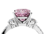 White gold Fancy Pink Princess  Cut Three-Stone Diamond Pavé Band with Prong Setting_4