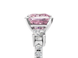 White gold Fancy Pink Princess  Cut Three-Stone Diamond Pavé Band with Prong Setting_5