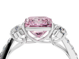 White gold Fancy Pink Princess  Cut Three-Stone Diamond Pave Band with Prong Setting_21