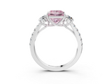 White gold Fancy Pink Princess  Cut Three-Stone Diamond Pave Band with Prong Setting_21