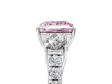 White gold Fancy Pink Princess  Cut Three-Stone Diamond Pave Band with Prong Setting_22