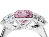 White gold Fancy Pink Princess Cut Three-Stone Diamond Ring with Prong Setting on a Classic Band_16