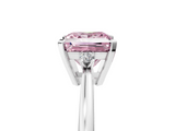 White gold Fancy Pink Princess  Cut Three-Stone Solitaire Ring with Round Accent Diamonds and Four-Prong Setting_5